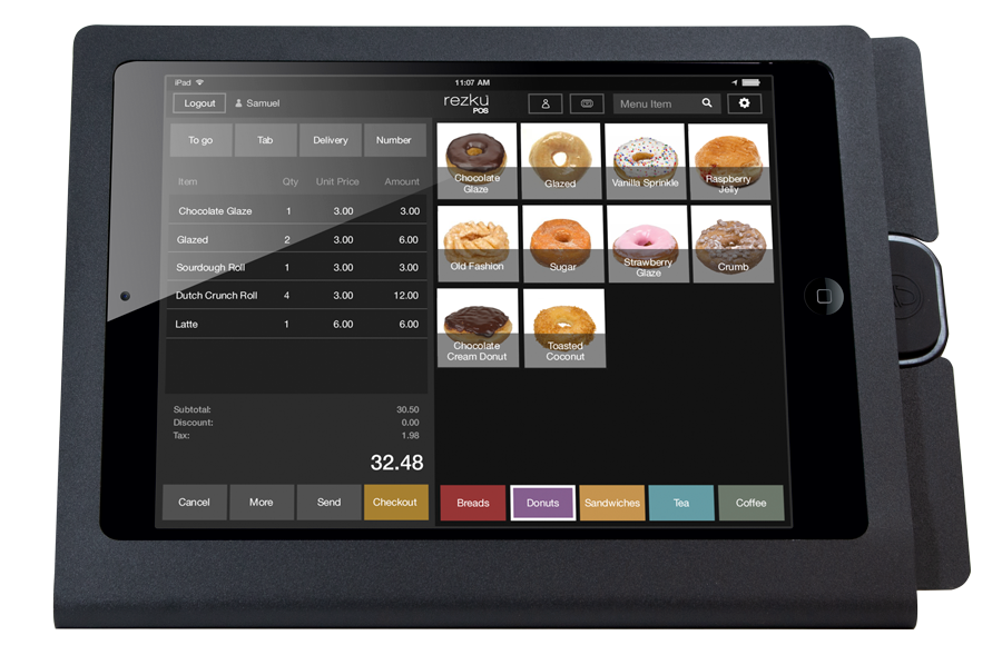 Rezku Donut Shop POS with order screen