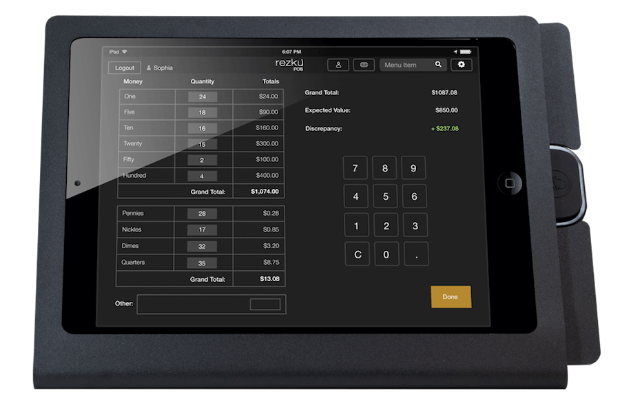 Rezku Fine Dining Shop POS order screen