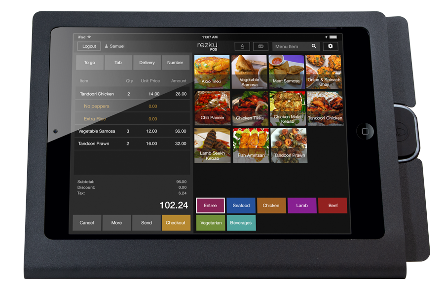 Rezku Indian Cuisine POS order screen