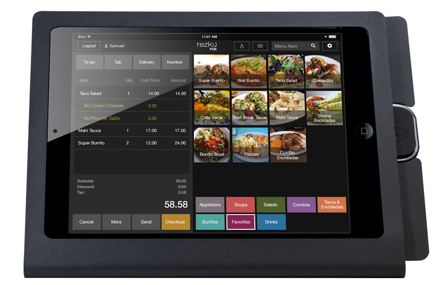 Rezku Mexican Taqueria POS with order screen