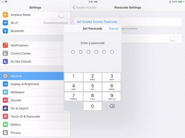 set a passcode for guided access