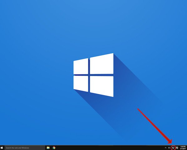 windows 10 screen pointing to task bar