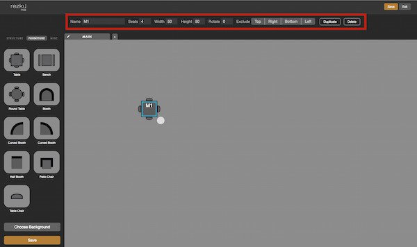 floor plan object settings