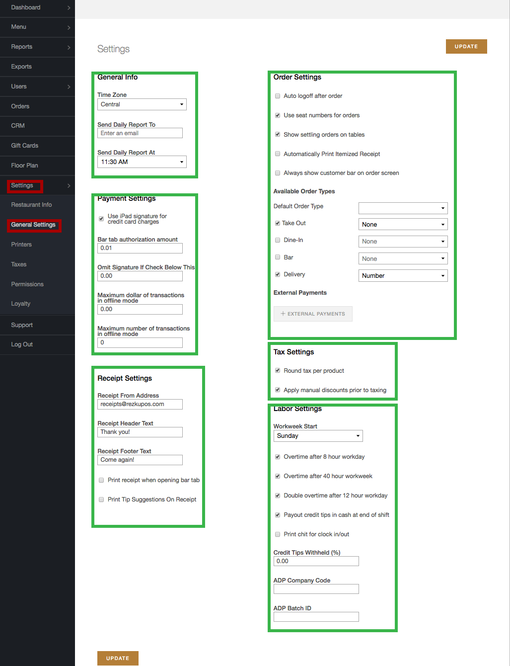 backoffice general settings