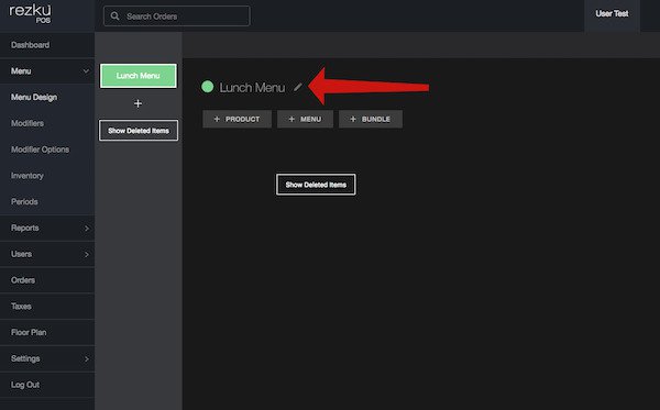 editing a menu in rezku pos back office