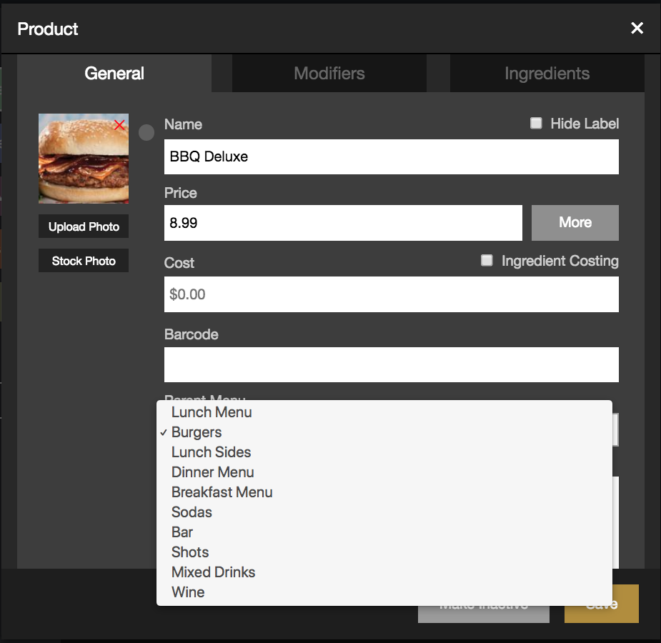 editing a product in rezku pos