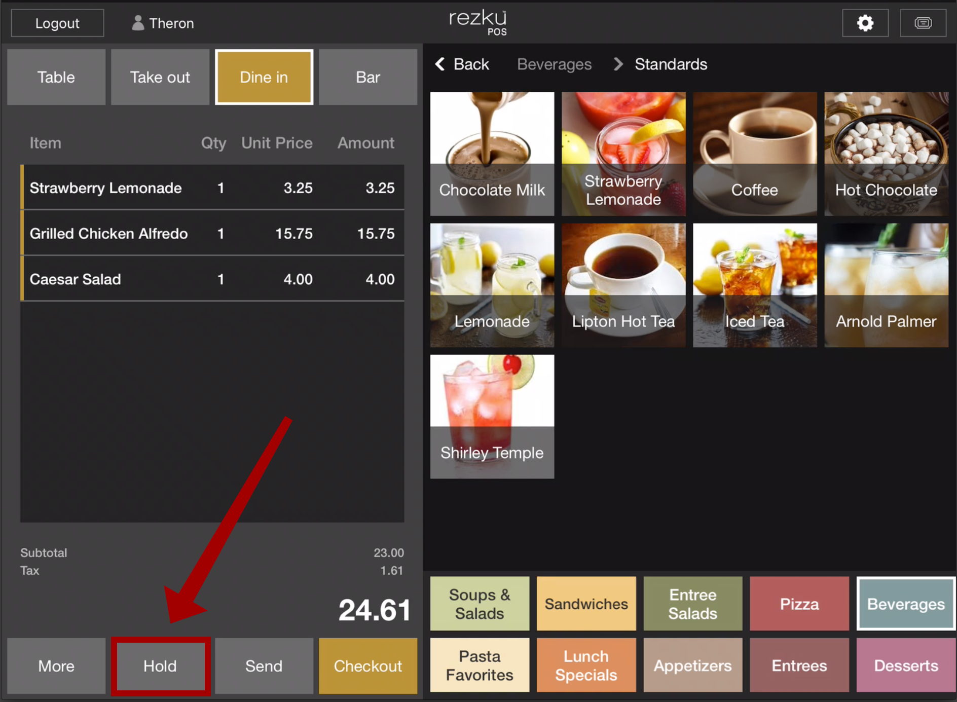 tapping hold button in rezku pos
