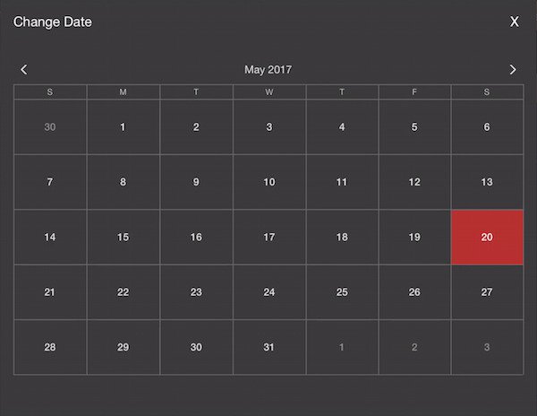 selecting a date ont he calendar