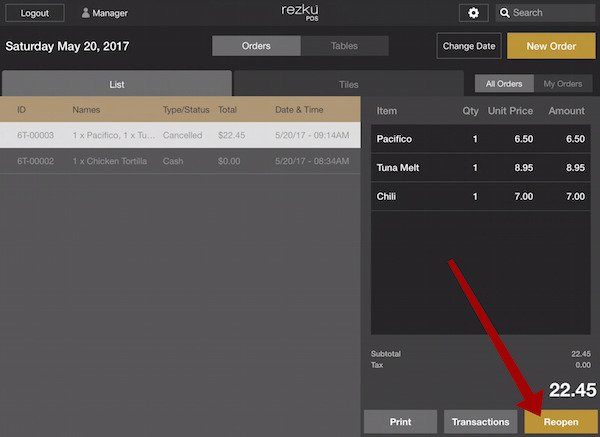 reopen button location