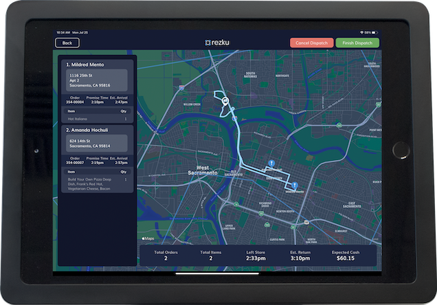 driver dispatch for pizzerias